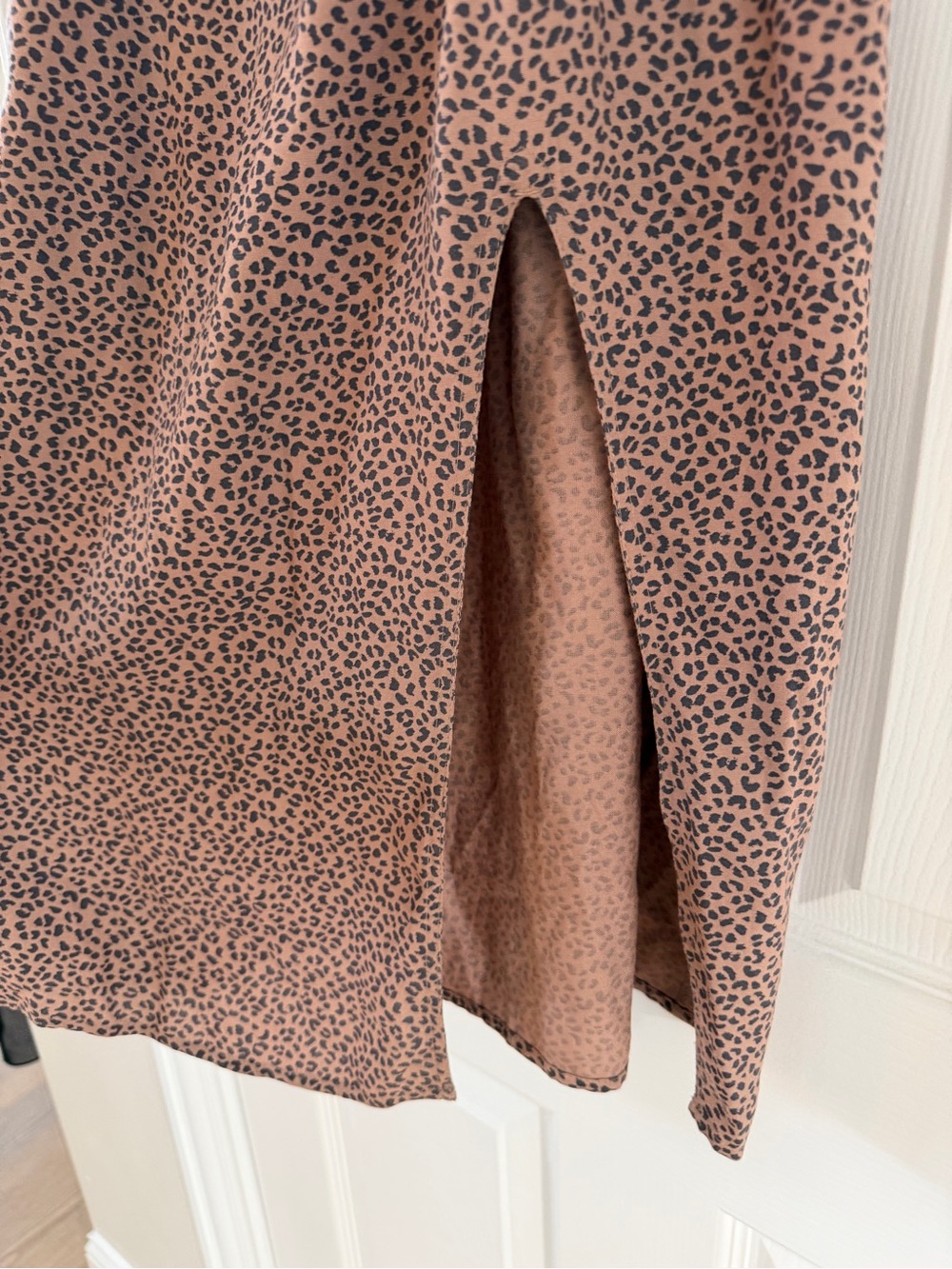 Abercrombie & Fitch Spaghetti Strap Brown Animal Print Midi Dress - Picture 4 of 4